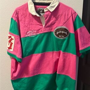 Godspeed Rugby Polo Shirt Pink Green Colorblock 2XL